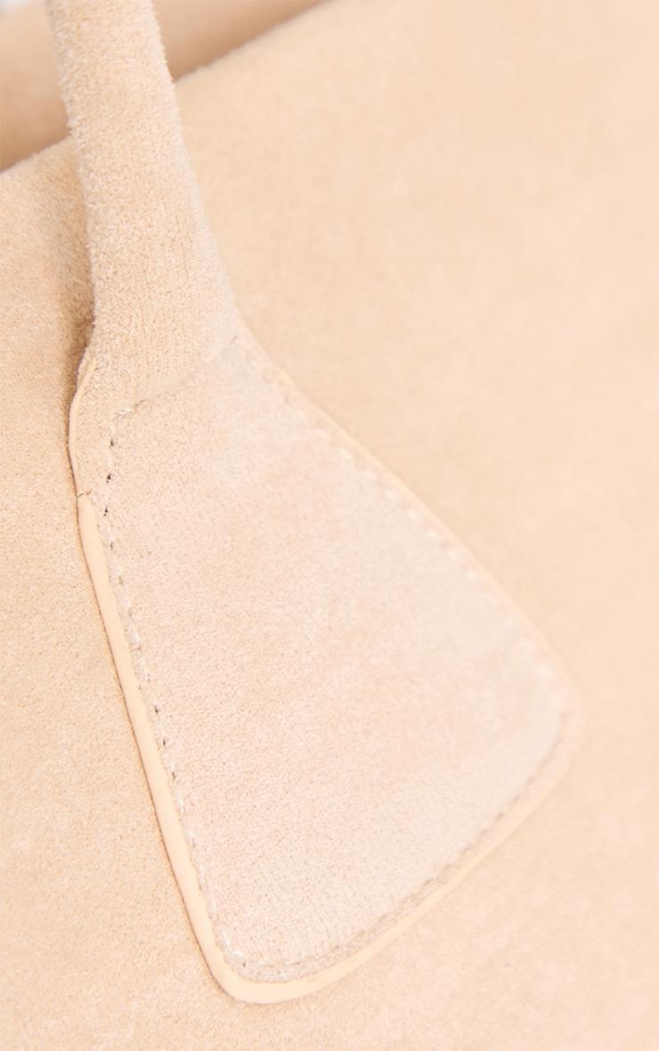 Cream Faux Suede Bowler Bag Product Image