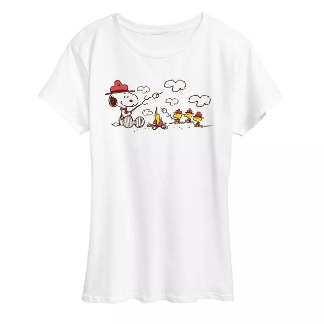 Womens Peanuts Snoopy & Woodstock Beagle Scouts Fire Graphic Tee Product Image