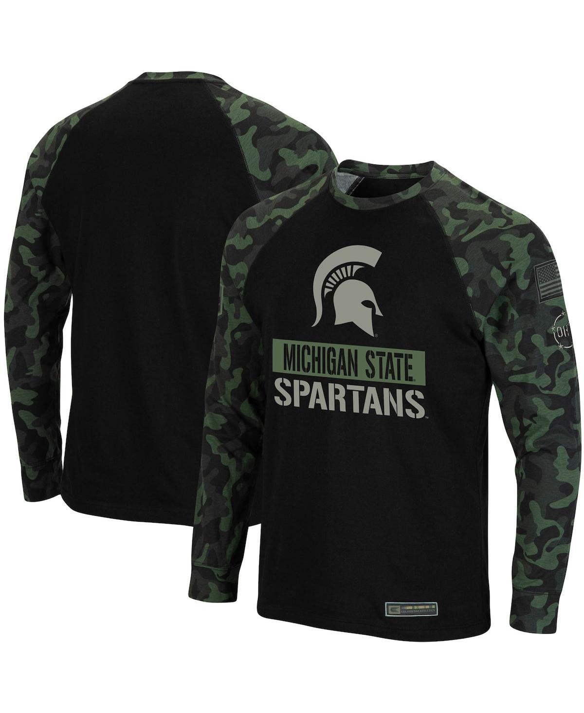 Mens Colosseum Black/Camo Michigan State Spartans OHT Military Appreciation Big & Tall Raglan Long Sleeve T-Shirt Product Image