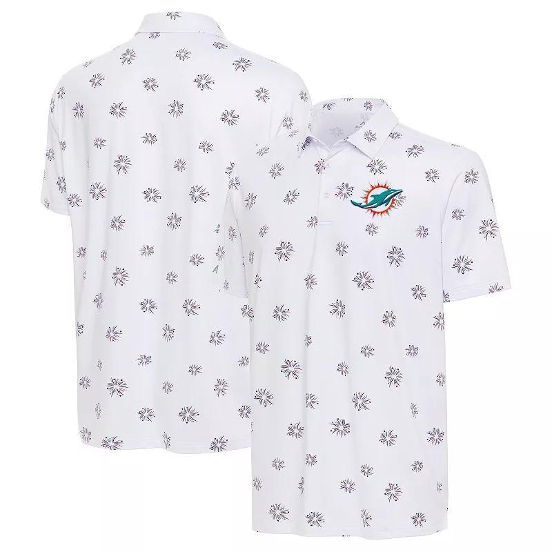 Mens Antigua Miami Dolphins Fireworks Polo Product Image