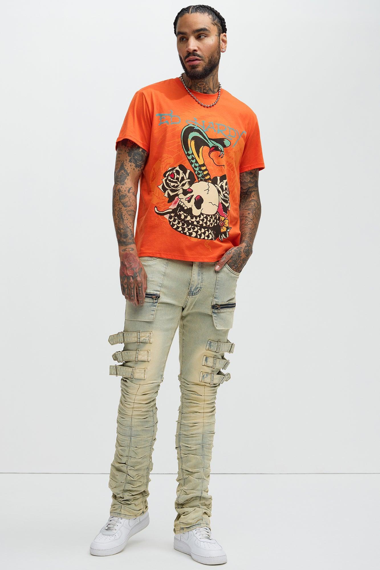 Ed Hardy Rose Cobra Short Sleeve Tee - Orange Product Image