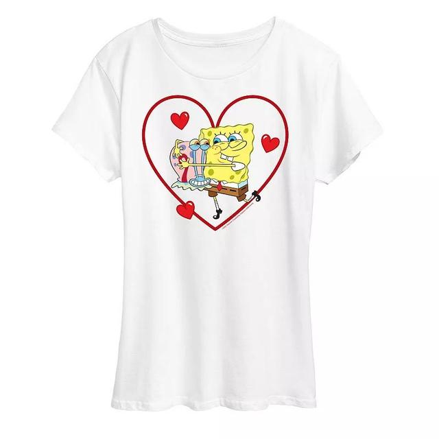 Womens Spongebob Squarepants Spongebob Gary Heart Graphic Tee Product Image