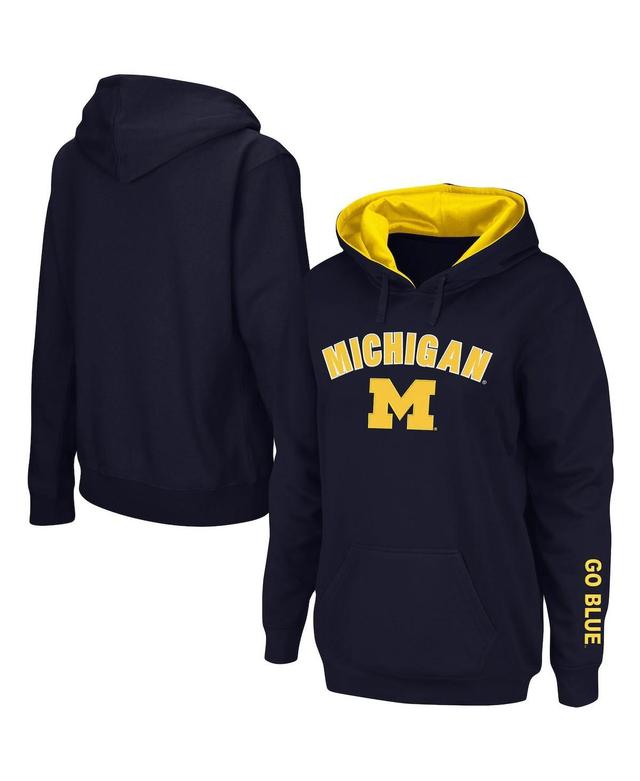 Womens Michigan Wolverines Arch & Logo 1 Pullover Hoodie Blue Product Image