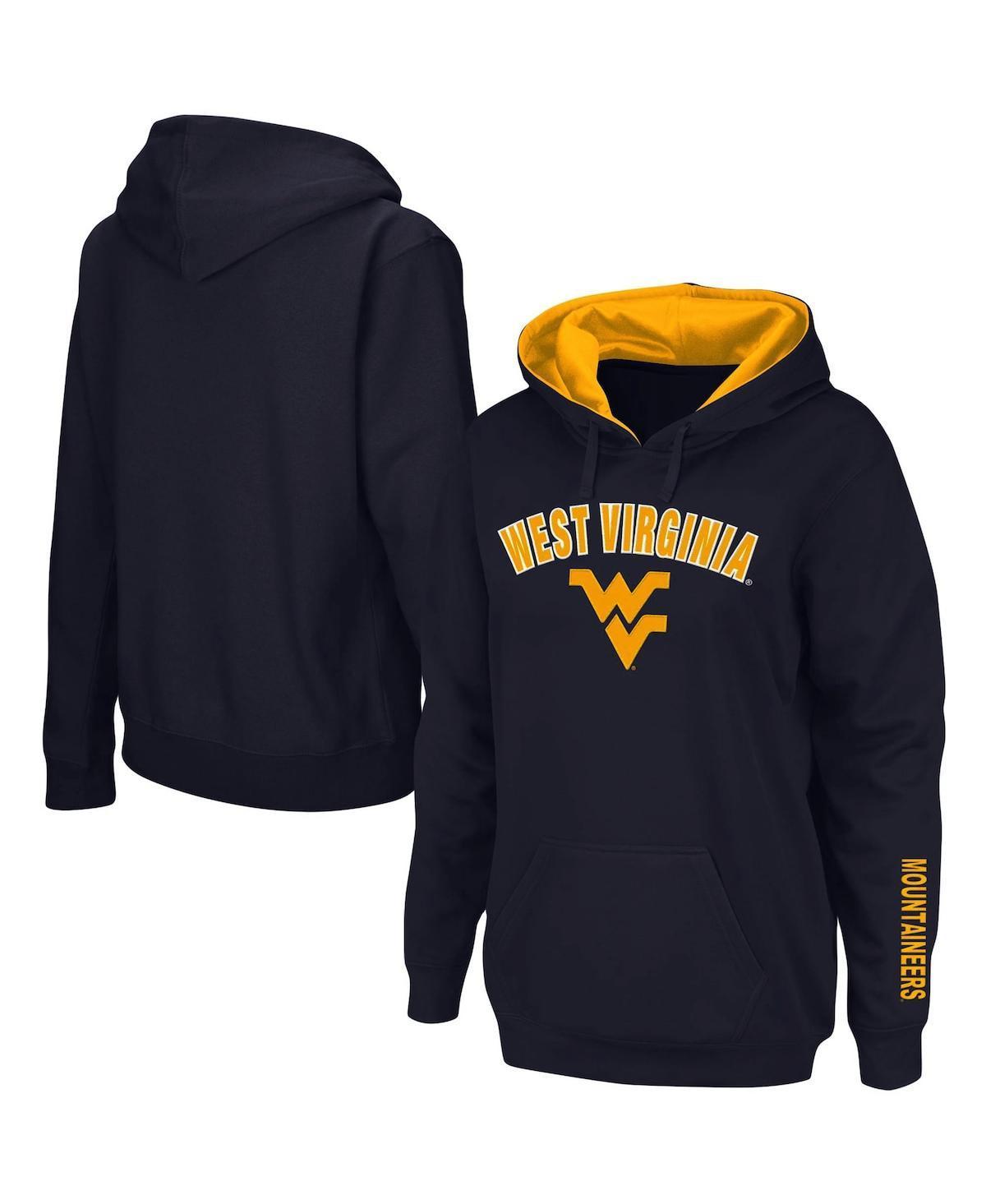 Womens West Virginia Mountaineers Arch & Logo 1 Pullover Hoodie Blue Product Image