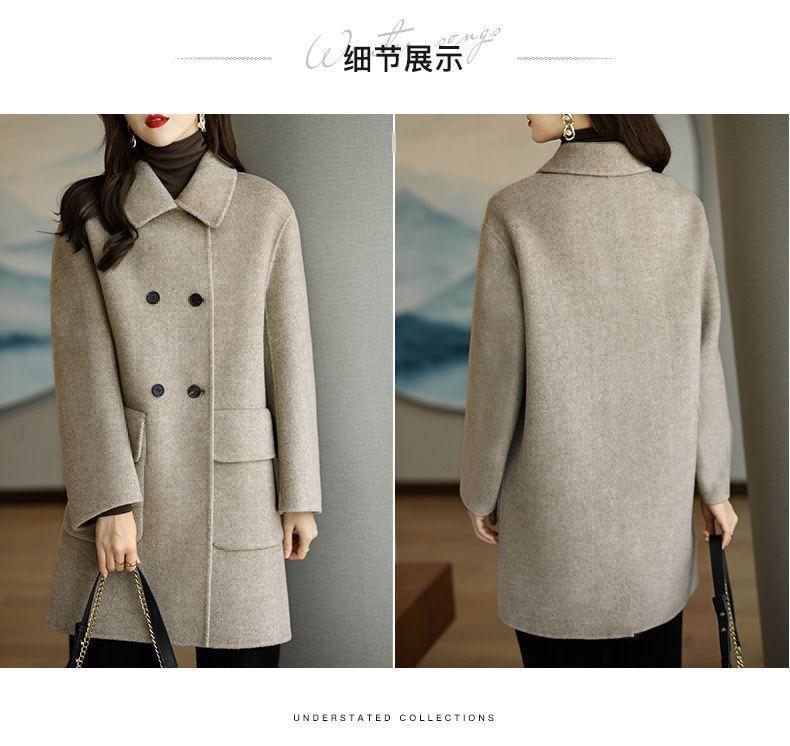 Plain Double-Breasted Coat Product Image