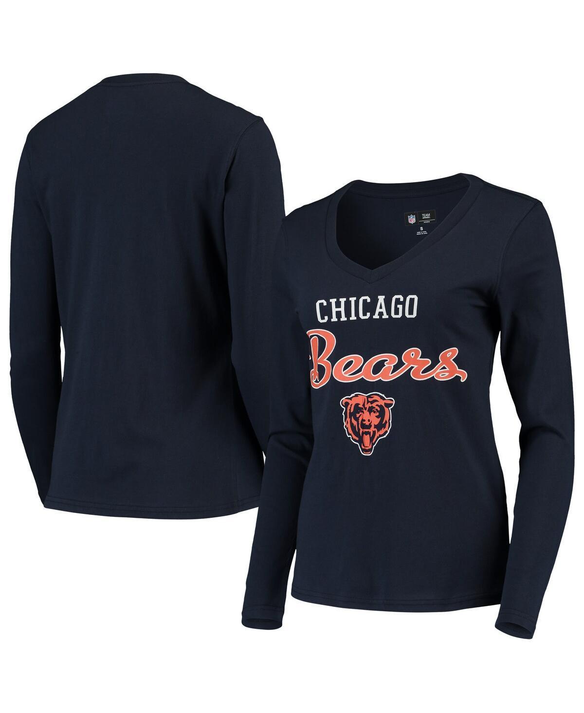 Womens G-iii 4Her by Carl Banks Navy Chicago Bears Post Season Long Sleeve V-Neck T-shirt Product Image