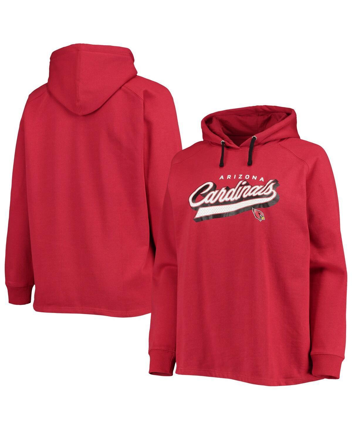 Womens Fanatics Cardinal Arizona Cardinals Plus Size First Contact Raglan Pullover Hoodie Product Image