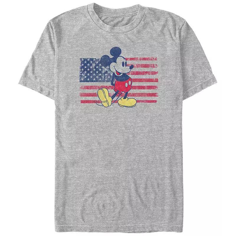 Disneys Mickey Mouse USA Flag Big & Tall Graphic Tee, Mens Athletic Grey Product Image