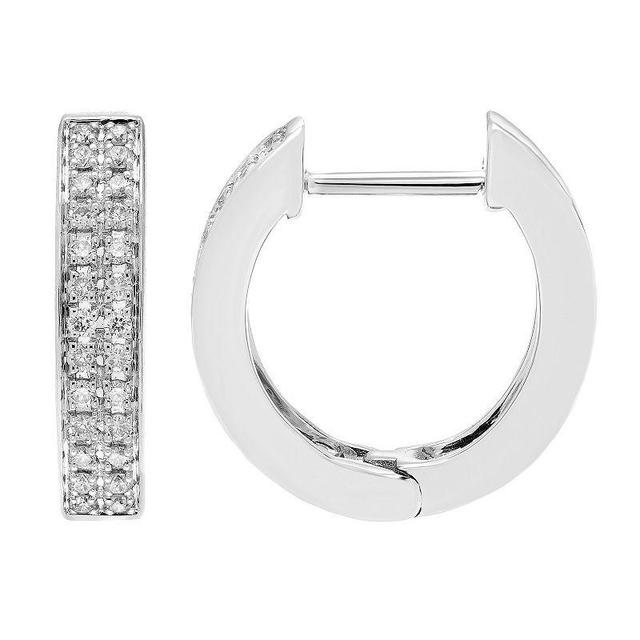 The Regal Collection 14k Gold 1/4 Carat T.W. Certified Diamond Huggie Hoop Earrings, Womens, White Product Image