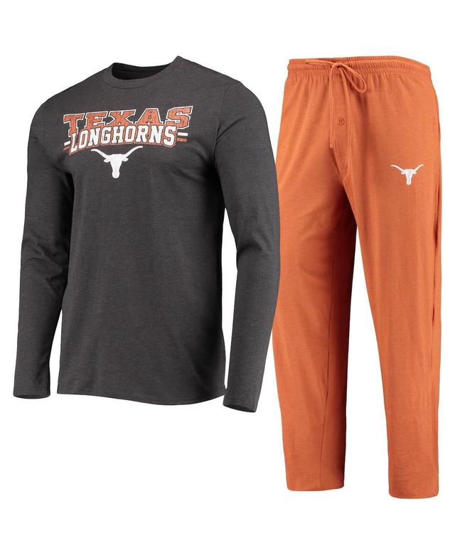 Mens Concepts Sport Texas Orange/Heathered Charcoal Texas Longhorns Meter Long Sleeve T-Shirt & Pants Sleep Set Product Image