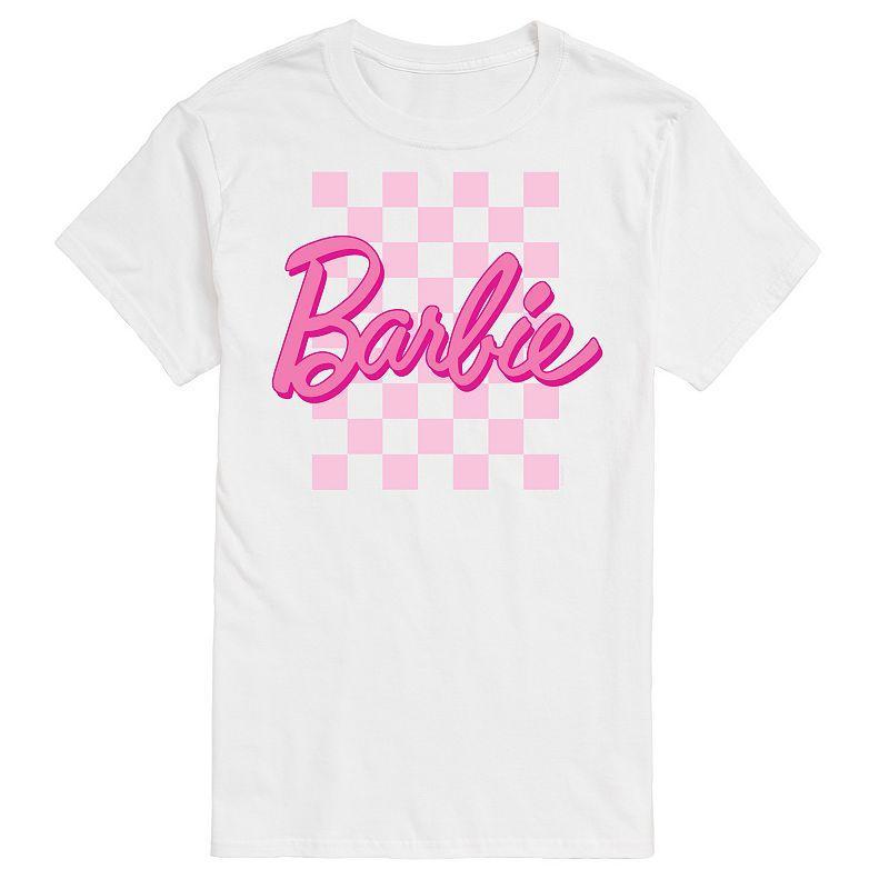 Big & Tall Barbie Logo Checkered Graphic Tee, Mens Product Image