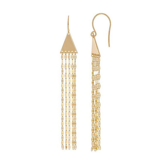 14k Yellow Gold Hammered Dangle Earrings, Womens Product Image