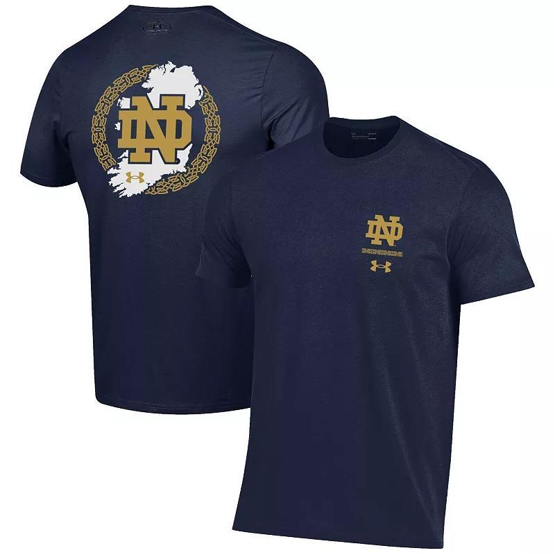 Mens Under Armour Notre Dame Fighting Irish 2023 Aer Lingus College Football Classic Map Performance Cotton T-Shirt Blue Product Image