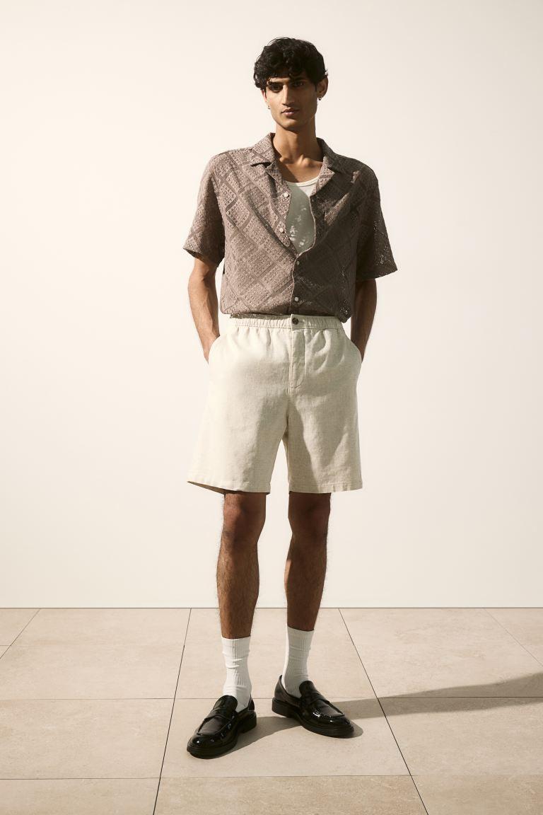 Regular Fit Linen-blend Shorts Product Image