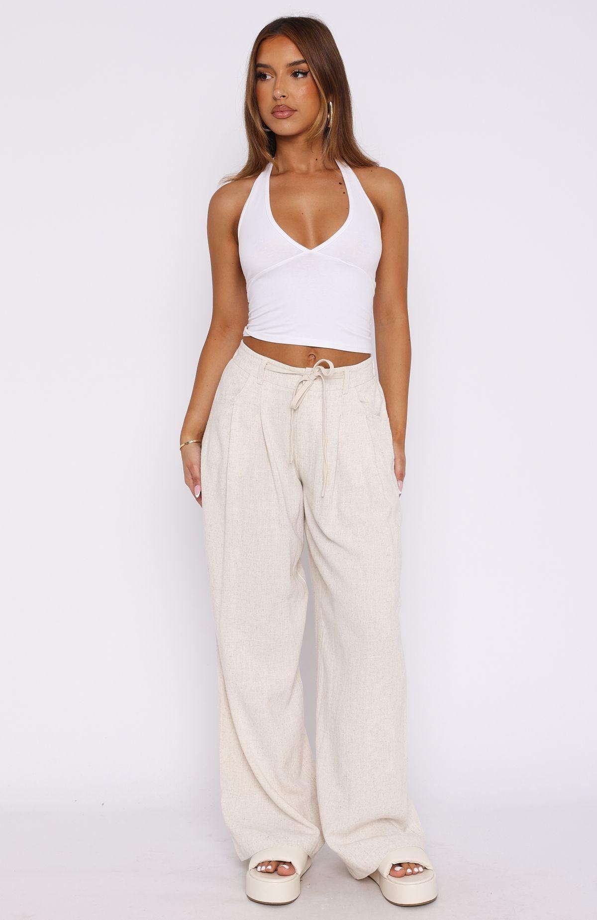 Hiding Out Wide Leg Pants Oat Product Image