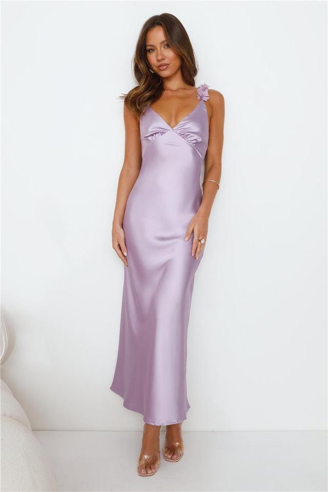 Parties In Spring Satin Maxi Dress Lilac Product Image