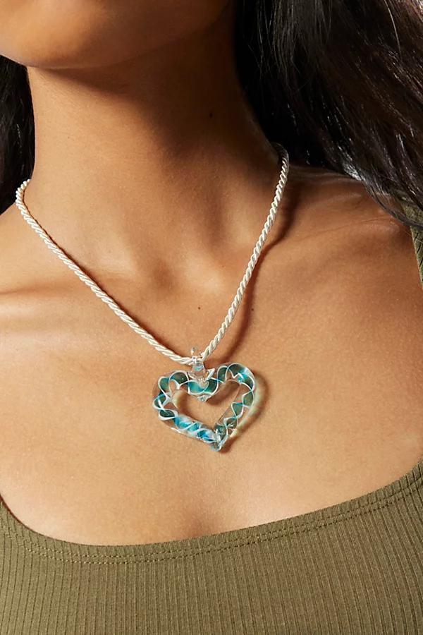 Oceana Glass Heart Necklace Womens at Urban Outfitters Product Image