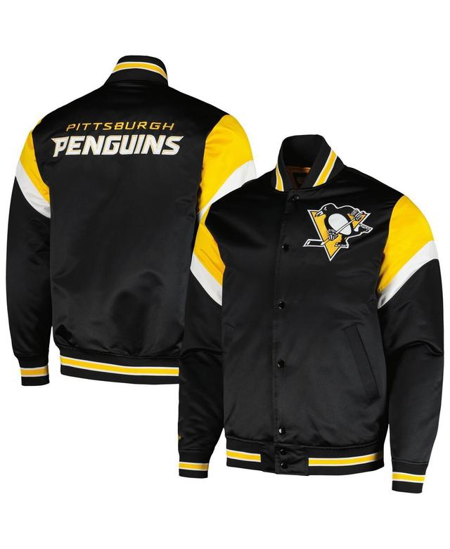 Mens Mitchell & Ness Black Pittsburgh Penguins Midweight Satin Full-Snap Jacket Product Image