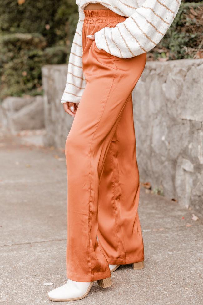 Must Be Nice Rust Smocked Waist Pants FINAL SALE Product Image