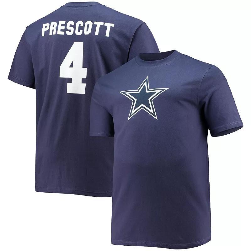 Mens Fanatics Branded Dak Prescott Dallas Cowboys Big & Tall Player Name & Number T-Shirt Blue Product Image