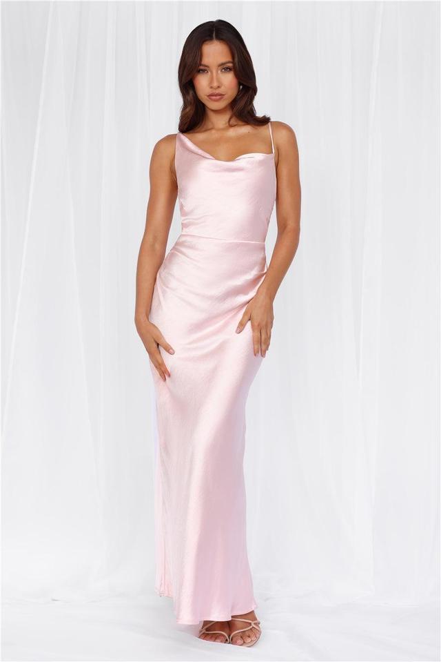 HELLO MOLLY The Madeline Cowl Satin Maxi Dress Pink Product Image