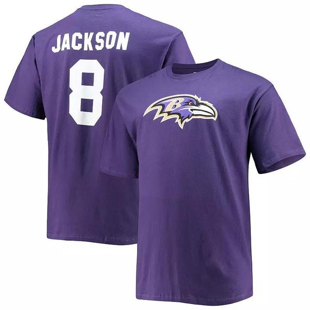 Mens Fanatics Branded Lamar Jackson Baltimore Ravens Big & Tall Player Name & Number T-Shirt Product Image