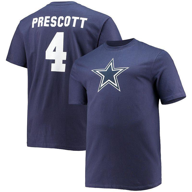 Mens Fanatics Branded Dak Prescott Navy Dallas Cowboys Big and Tall Player Name and Number T-shirt Product Image