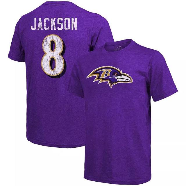 Mens Majestic Threads Lamar Jackson Baltimore Ravens Tri-Blend Name & Number T-Shirt Product Image