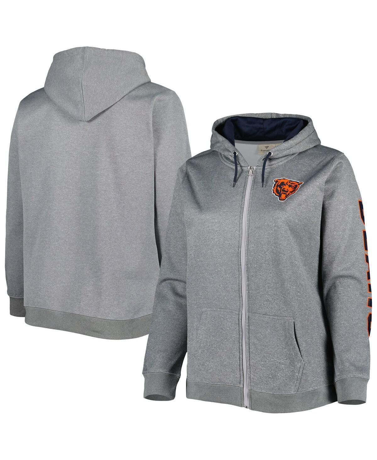 Womens Heather Charcoal Chicago Bears Plus Size Fleece Full-Zip Hoodie Jacket Product Image