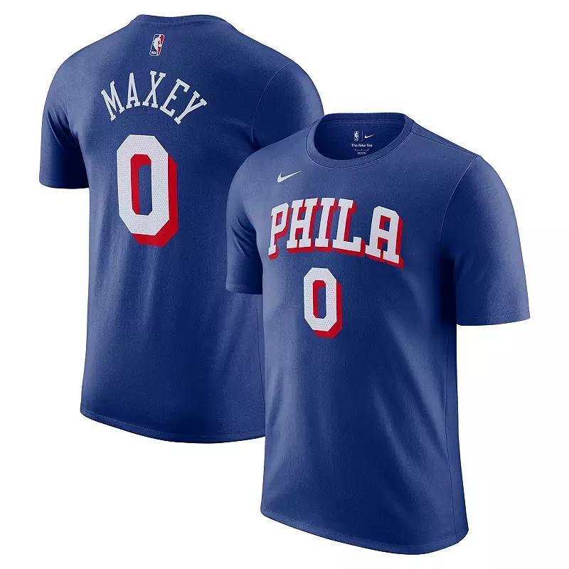 Mens Nike Tyrese Maxey Royal Philadelphia 76ers Icon Edition Name & Number T-Shirt Product Image