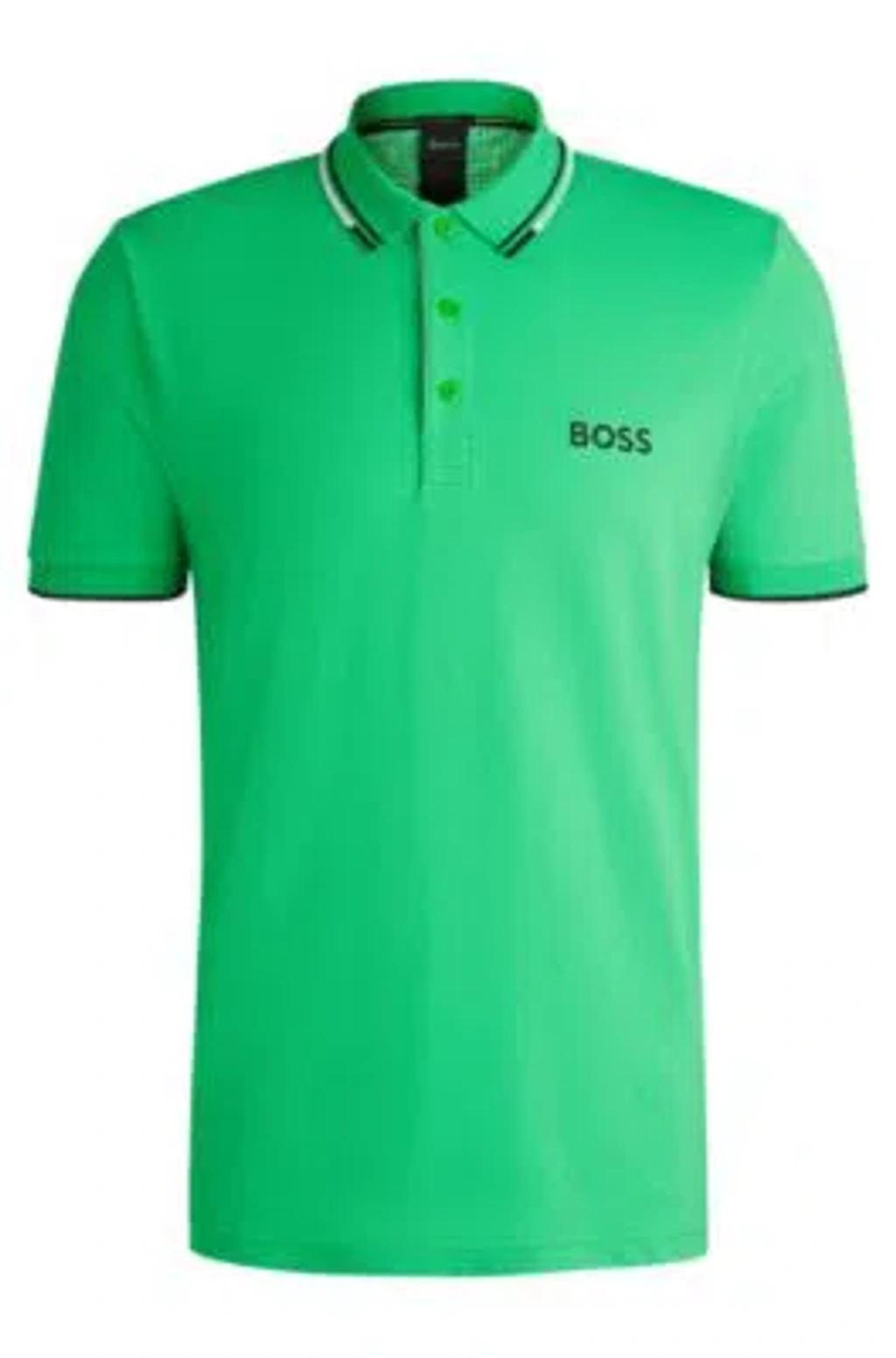 Polo Shirt With Contrast Logos In Light Green Product Image