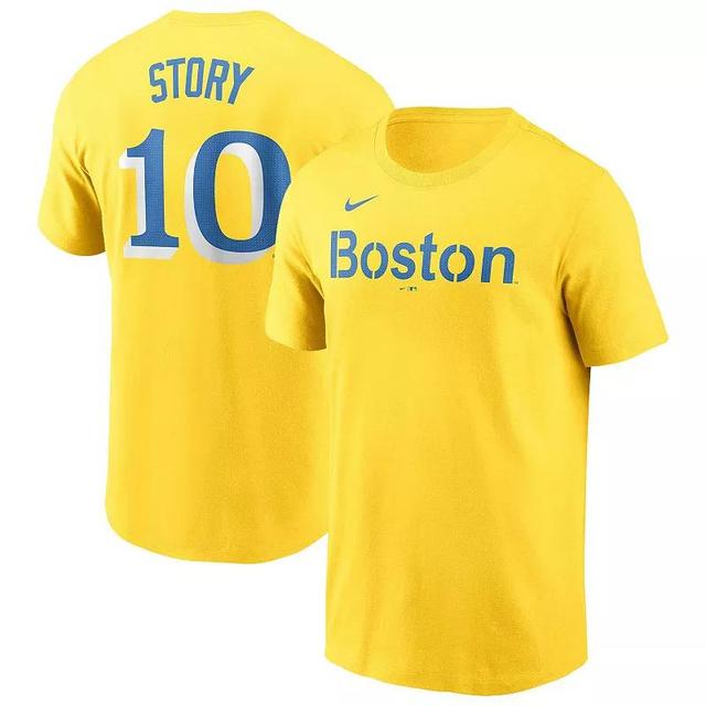 Mens Nike Trevor StoryGold Boston Red Sox City Connect Fuse Name & Number T-Shirt Product Image