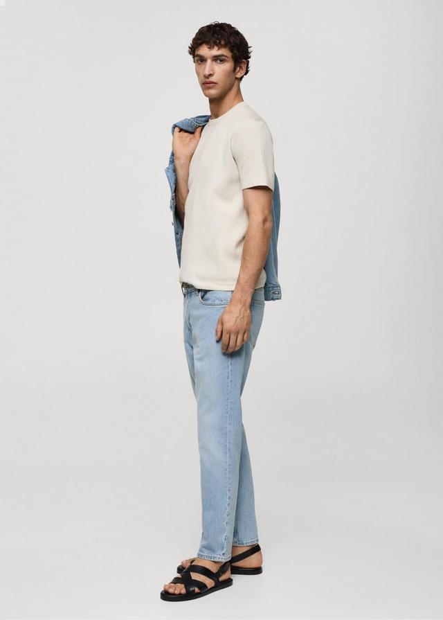 MANGO MAN - Ben tapered cropped jeans light blueMen Product Image