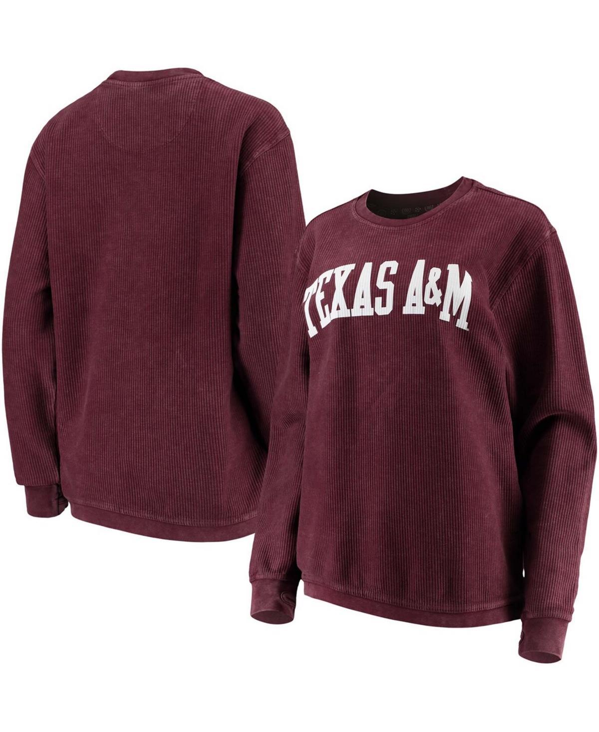 Womens Pressbox Maroon Texas A&M Aggies Comfy Cord Vintage Wash Basic Arch Pullover Sweatshirt product image