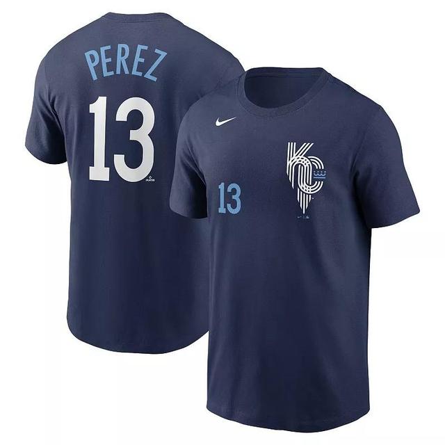 Mens Nike Salvador Perez Kansas City Royals 2022 City Connect Name & Number T-Shirt Blue Product Image