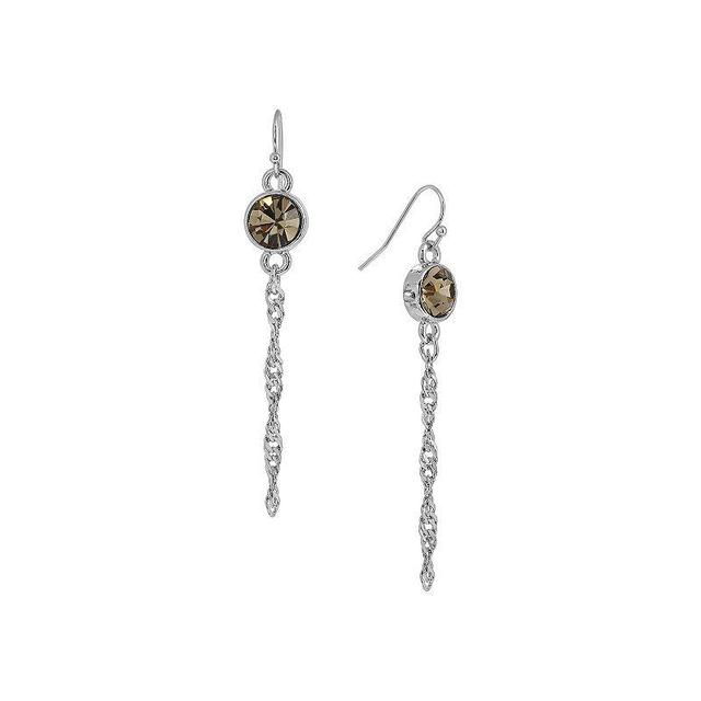 1928 Silver Tone Crystal Chain Drop Earrings, Womens, Gray Product Image