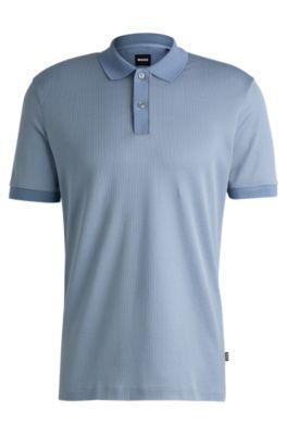 HUGO BOSS Structured-cotton Polo Shirt With Solid Trims In Light Blue Product Image