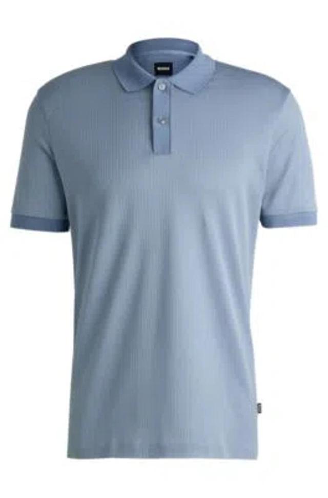 HUGO BOSS Structured-cotton Polo Shirt With Solid Trims In Light Blue Product Image