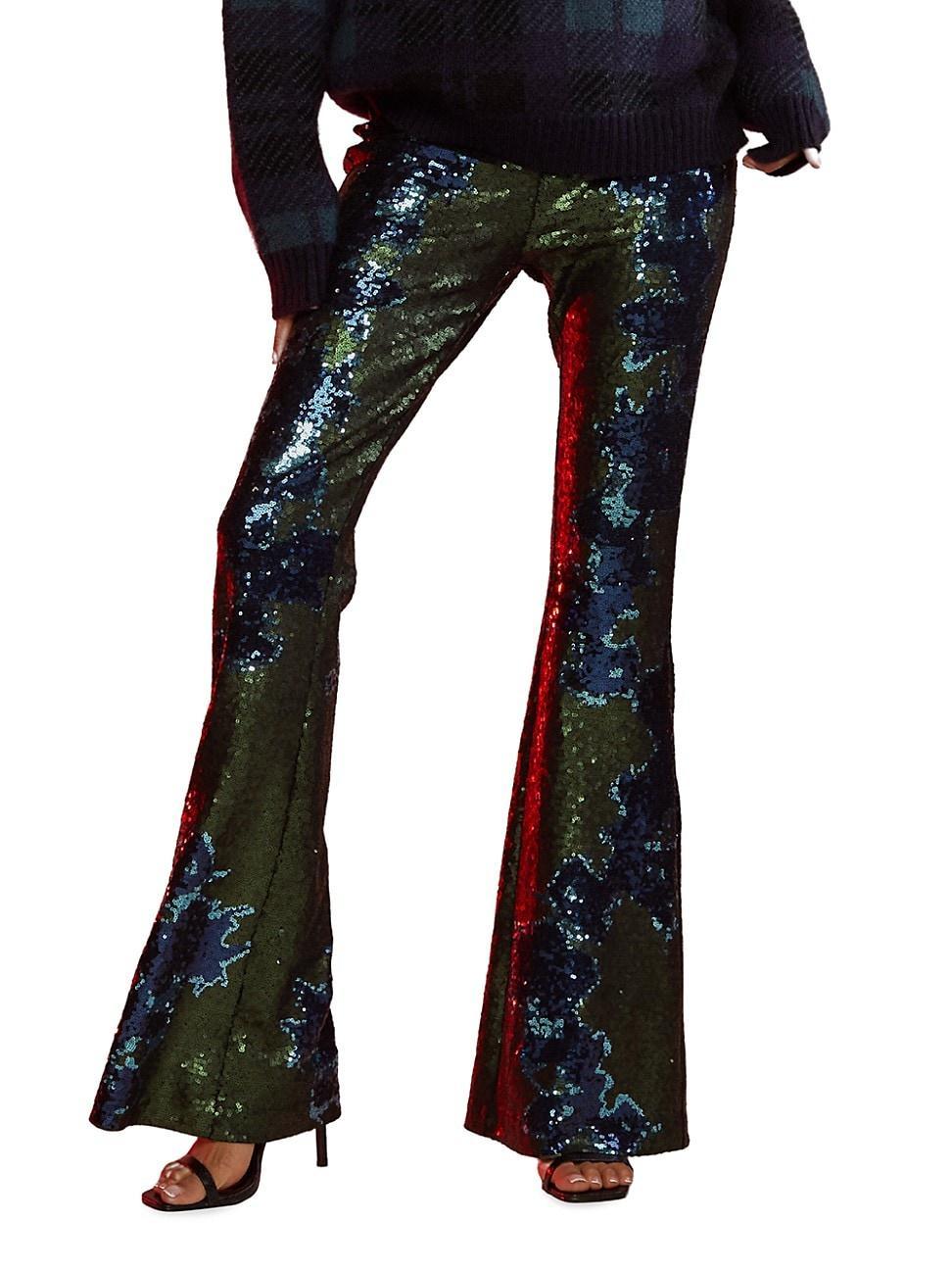 Womens Sequin Flared Pants product image