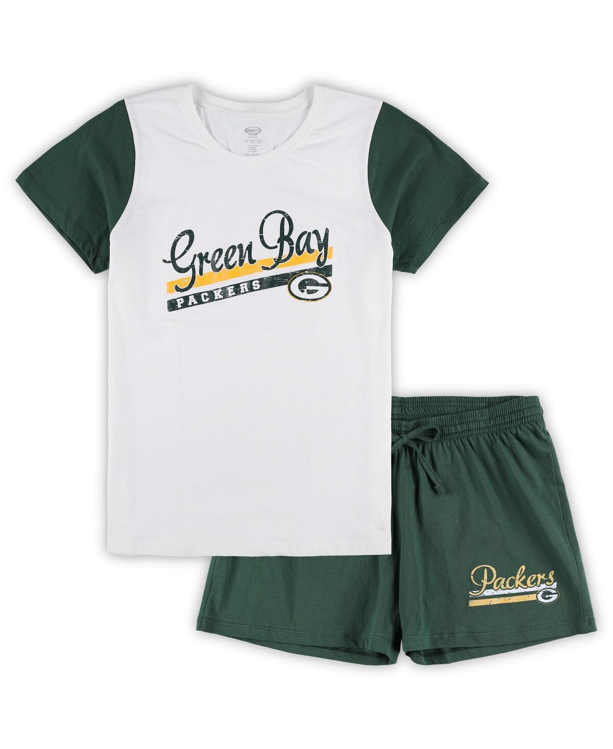 Womens Concepts Sport /Green Green Bay Packers Plus Size Downfield T-Shirt & Shorts Sleep Set Product Image