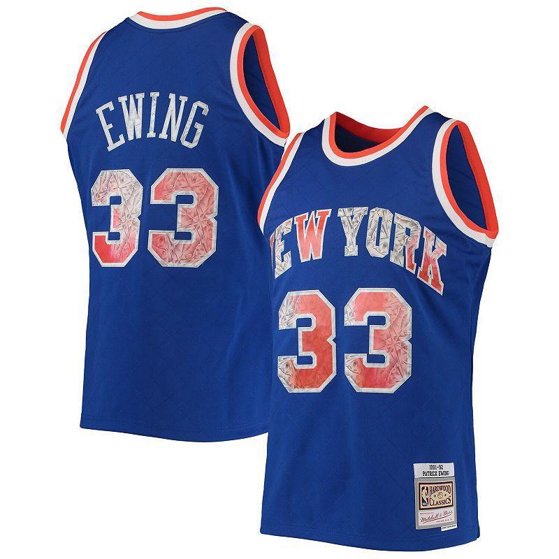 Mens Mitchell & Ness Patrick Ewing Blue New York Knicks 1996-97 Hardwood Classics NBA 75th Anniversary Diamond Swingman Jersey KNI Blue Product Image