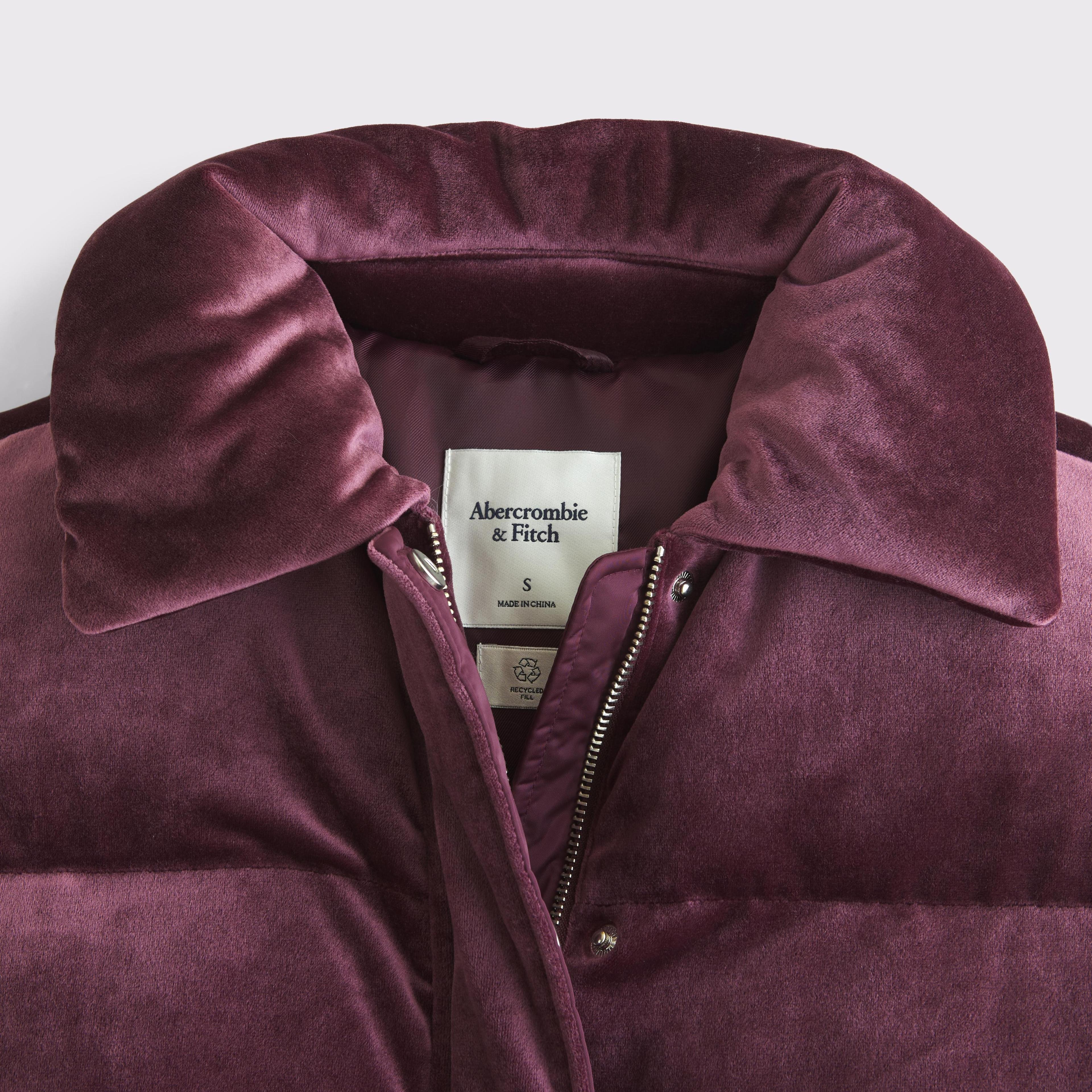 Cropped Velvet Puffer Coat Product Image