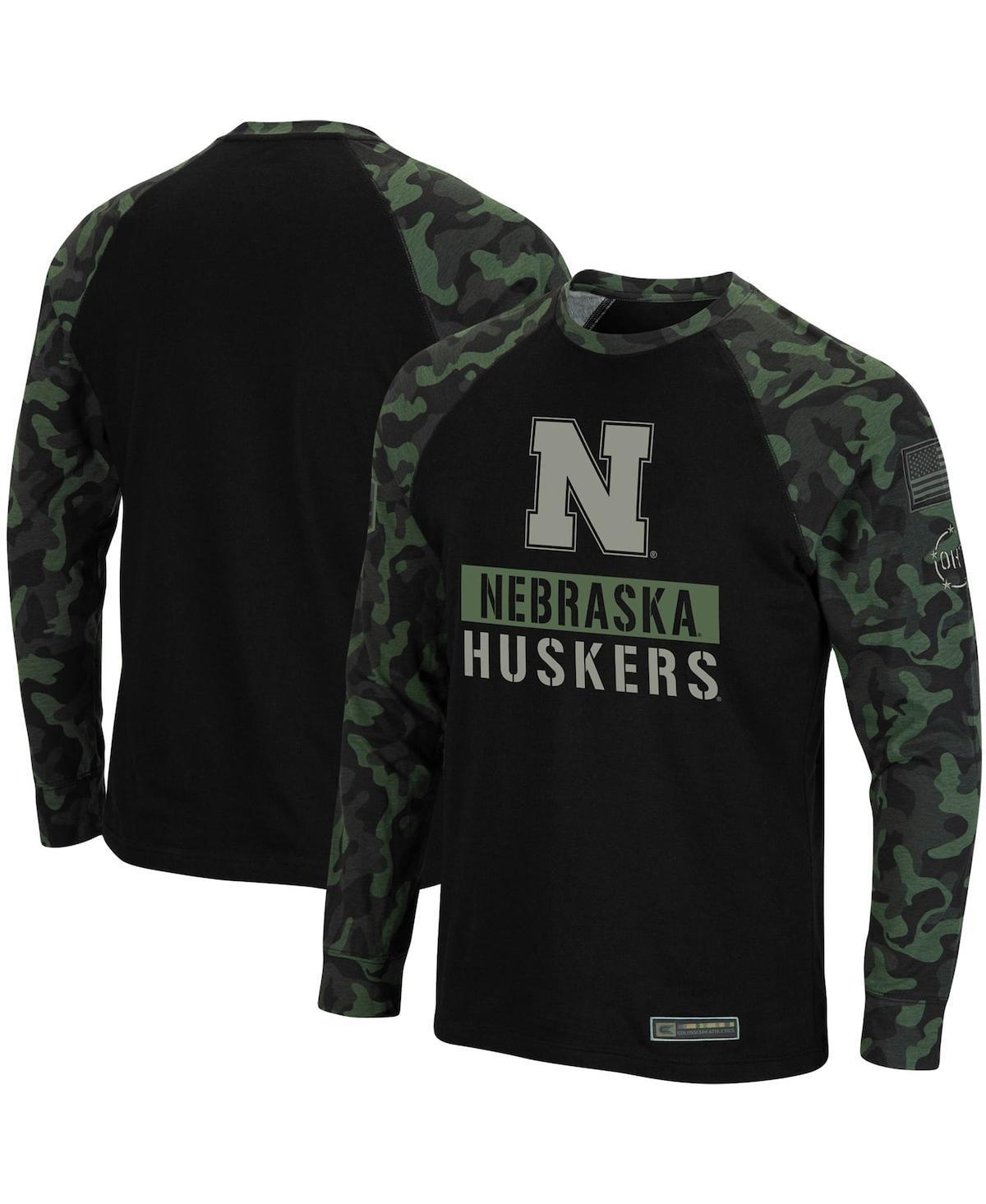 Mens Colosseum Black Nebraska Huskers Oht Military-Inspired Appreciation Big and Tall Raglan Long Sleeve T-shirt - Black Product Image