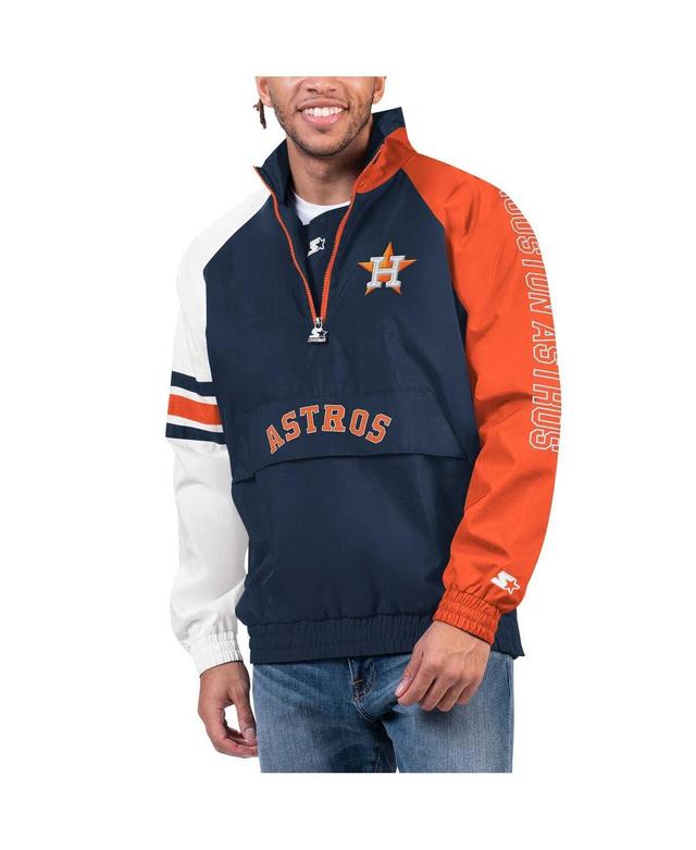 Mens Starter /Orange Houston Astros Elite Raglan Half-Zip Jacket Blue Product Image