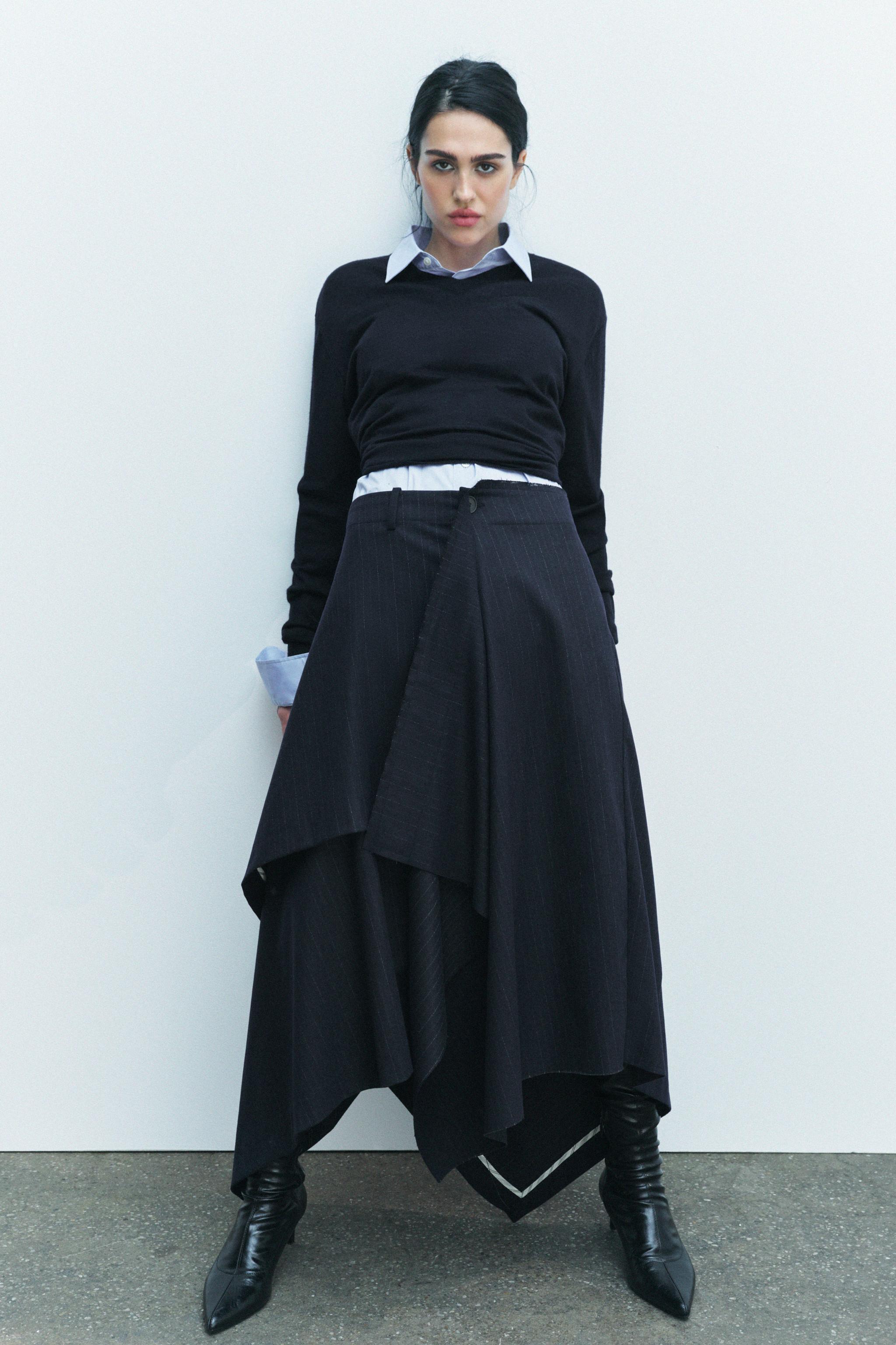 PINSTRIPE ASYMMETRIC SKIRT ZW COLLECTION Product Image