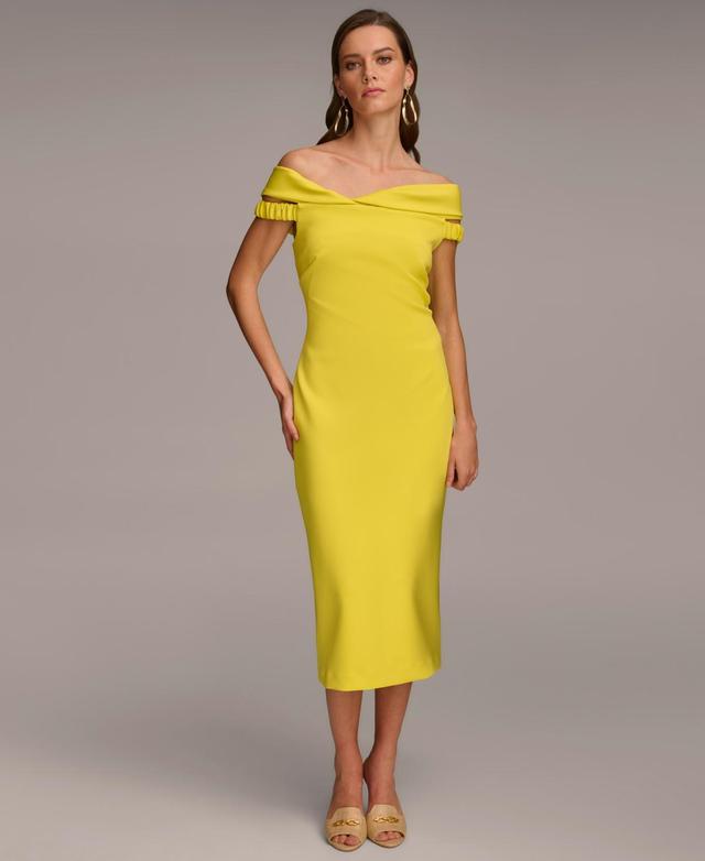 Women's Off-The-Shoulder Midi Sheath Dress Product Image