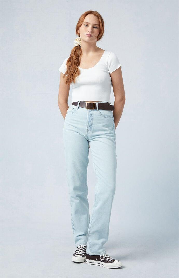 Women's Light Blue Dad Jeans Product Image