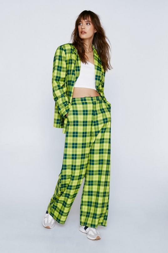 Plaid Wide Leg Pants Product Image