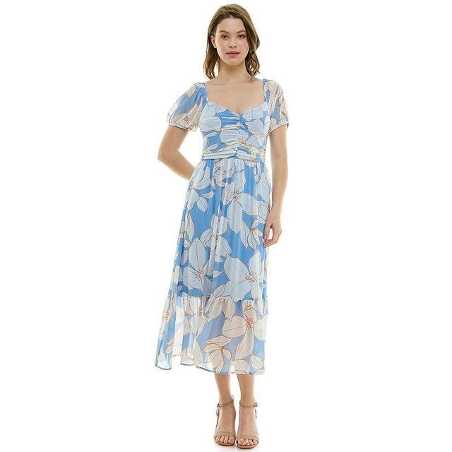 Womens Luxology Chiffon Smock Top Midi Dress Med Blue Product Image