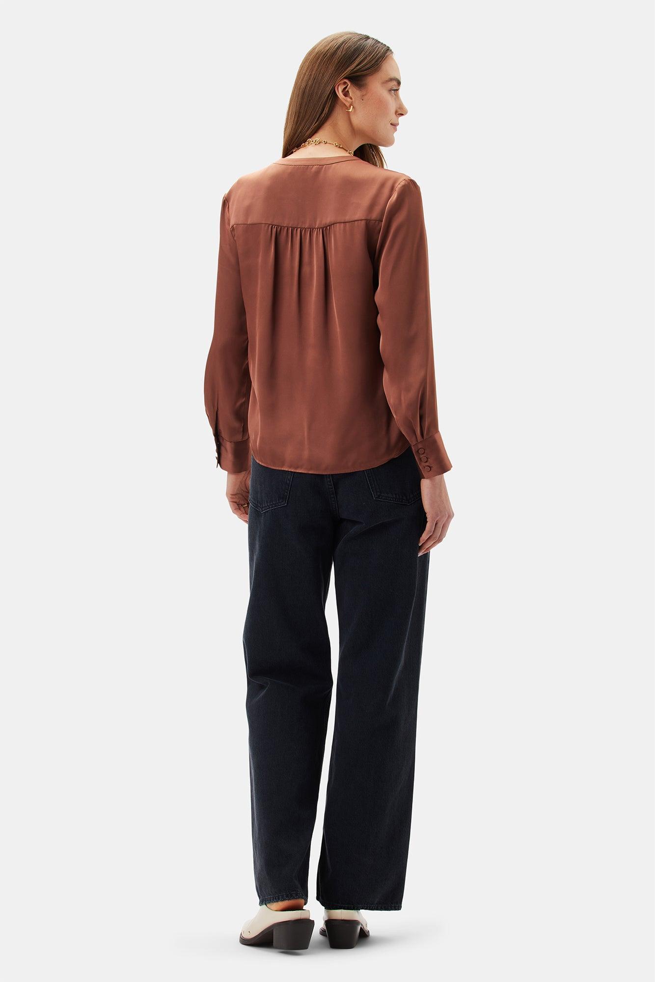 Kali Button Front Blouse - Cafe Product Image